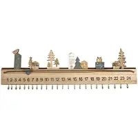 Rayher Hobby Materialen 46556000 Adventskalender Holz Holzleiste 40 x 12 cm 2 montierte Wandaufhänger 24 goldene Haken zum Aufhängen von Päckchen