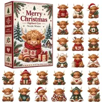 Generisch Adventskalender 2026 Weihnachtsdeko Highland Cow Advent Calendar Kinder e-Rot Einheitsgröße
