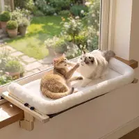 OEM Katzenhängematte für Fenster, mit Kissen, verstärkter Rahmen, Weiß