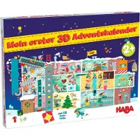 Haba Mein erster 3D-Adventskalender In der Weihnachtsfabrik 1 Geschichtenheft mit 24 Kapiteln 12 Holzbausteine 1 3-D-Spielkulisse
