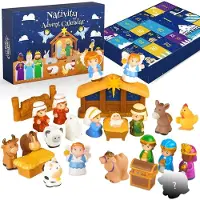 KAHEIGN Krippen-Adventskalender 2026 25 Tage Weihnachten Countdown Kalender mit 25 Krippenfiguren Komplettset für Kinder Christliche Religiöse Kalender
