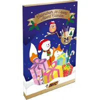 BIC Adventskalender mit 24 Überraschungen als Geschenk für Kinder zum Basteln und Malen zu Advent und Weihnachten
