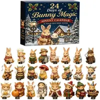 Generisch Adventskalender 24 Tage Highland Cow Magic 24 Sammelfiguren Weihnachtsdeko 2026 24Stk 3D Kuh Weihnachts Kalender Figuren Weihnachtsbaum Blau 26x18cm