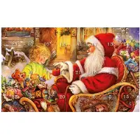 Krebs Weihnachtsdeko Baumschmuck Adventskalender 24 Anhänger aus Motiv Weihnachtsmann mit Kind Größe der Anhänger ca 3 cm