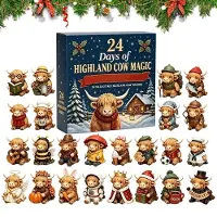 Generisch 2026 Adventskalender Kuhfigur 24-Tage Bauernhaus Figur Festlicher Countdown mit PVC