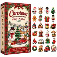 Generisch 3D 24-Tage Weihnachts Brick Ornament Adventskalender 24 Bausets Zum Hängen Einheitsgröße K
