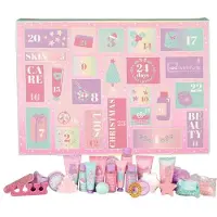 IDC INSTITUTE Adventskalender Sanft für Weihnachten 24 Tage Beauty und Wellness-Set mit Gesichtspflege Körper Haare Badekugeln und Zubehör