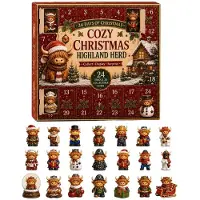 Generisch 2026 Hochlandkuh Adventskalender 24-Tage-Countdown mit 3D-Ornamenten e