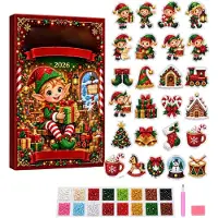 Generisch Adventskalender 2026 zum Selberbasteln 24 Stück Acryl Christbaumschmuck Elf
