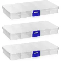 Merkloos Aufbewahrungsbox Sortierbox Kunststoffbox - 15 Fächer - Transparent mit Deckel - 17,4 x 10 x 2,3 cm