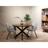 Natur24 Tisch Rocky 140x140x76 cm Mangoholz Stahl Natur Schwarz