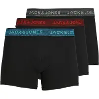 Jack & Jones Boxer "JAC Waistband Trunks", Herren, Gr. M, 3 Stk., Jersey, schwarz, Jersey, Obermaterial: 95% Baumwolle, 5% Elasthan, unifarben mit Farbeinsatz, Unterhosen Boxer