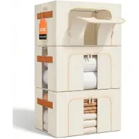 OEM Aufbewahrungsbox 3x100 L beige, stapelbar, Oxford-Gewebe