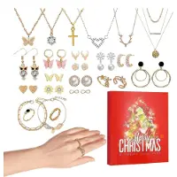 Generisch Schmuck-Adventskalender mit Countdown Armband Halskette und Ohrringe