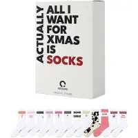 Occulto Männer und Frauen Socken Adventskalender 12 Paar Weihnachtskalender 39-42 Weiß