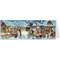 Richard Sellmer Verlag Nostalgischer Midi Postkarten-Adventskalender mit Bildern für Kinder und Erwachsene Winter auf dem Lande