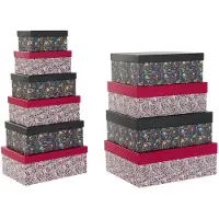 OEM Boxenset, stapelbar, schwarz/fuchsia, Karton, 33x45x35 cm