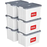 OEM Aufbewahrungsboxen 90 L, 6er-Pack, Kunststoff, weiß, stapelbar