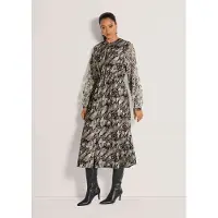 MADELEINE Midikleid "Kleid Kleid mit Schlangen-Druck", Damen, Gr. 46, Normalgrößen, wollweiß, cappuccino, multicolor, Modern, A-Linie, Rundhals, Kleider Midikleid