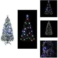 vidaXL Weihnachtsbaum mit Beleuchtung und Ständer 150 cm Glasfaser - Weihnachtsbäume