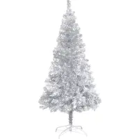 The Living Store Künstlicher Weihnachtsbaum mit Ständer Silbern 210 cm PET