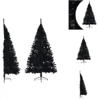 vidaXL Künstlicher Halb-Weihnachtsbaum mit Ständer Schwarz 240 cm PVC - Weihnachtsbäume