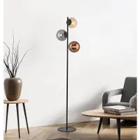 JUST LIGHT Stehleuchte Shiny, 3-flammig, schwarz/multicolor, Glas, E14