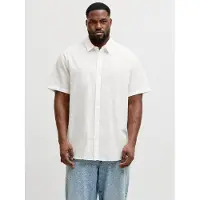 Jack & Jones Kurzarmhemd "JJEBREEZE LINEN BLEND SHIRT S/S SN PLS" mit Leinen, regular fit