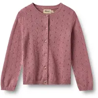 Wheat Strickjacke "Knit Cardigan Maia", Mädchen, Gr. 110, 9705 warm lila, Strick, Obermaterial: 100% Baumwolle, unifarben, A-Linie normal, Rundhals, Strickjacken Strickjacke, Baumwolle