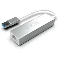 Inca IUSB-03TX, USB 2.0 Type-A, USB 3.0, RJ-45, Silber, Aluminium