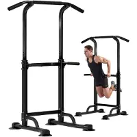 Merkloos Kraftstation – Dips-Stange – Höhenverstellbar, 165-210 cm – Stahl – Maximale Belastung: 80 kg – Für den Heimgebrauch