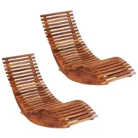 vidaXL Sonnenliege Akazienholz Schaukelliege Gartenliege Holzliege Liegestuhl Strandliege für Garten Terrasse und Sauna Retro Design 149x60x86 cm 2