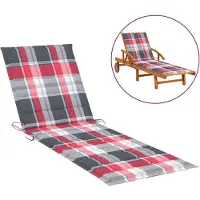 Madison Sonnenliegen Auflage Liegenauflage Polster für Gartenliege und Liegestuhl weich gepolstert Sitzpolster Terrasse Garten 200 x 50 cm Rotes Karomuster 200 x 60 x 3 cm