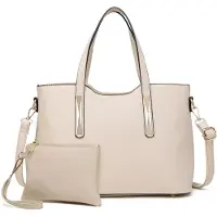 Merkloos Handtasche Tote Bag Schultertasche - Set mit 3 Stück - Kunstleder - Verschiedene Größen und Stile - Für den Alltag und Einkauf