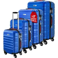 Merkloos Reisekoffer Set Koffer Trolley - 4-teilig - Hartschale ABS - Blau - S, M, L, XL