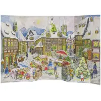 Richard Sellmer Verlag Nostalgischer Adventskalender Weihnachtskalender mit Bildern und Glimmer für Kinder und Erwachsene Altstadtszene Reprint von 1952