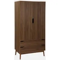 Sweeek - Kleiderschrank im Vintage-Stil mit Holzdekor, 2 Türen - Nussbaumfarben