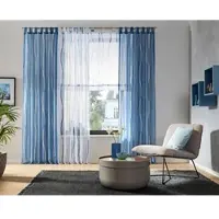 Otto Home Gardine "Dimona, 2er-Set, transparent, Schlaufen, Wellen" Gr. 2, blau, B:140cm H:175cm, Voile, Polyester, Gardinen, Gardine, 2er-Set, Voile, Polyester, Wellen