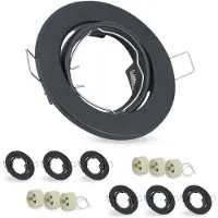 ZMH 6ER Einbaurahmen GU10 Set - Einbaustrahler Schwarz Einbauleuchte Rahmen GU10 Fassungen 230V mit Sockel Lochdurchmesser 50mm Einbauspots Schwenkbar