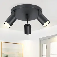 ZMH LED Deckenstrahler 3 Flammig Deckenlampe GU10 Metall Deckenspots Schwenkbar 330° Strahler für Wohnzimmer Schlafzimmer Flur Schwarz