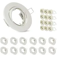 ZMH 12ER GU10 Einbaurahmen Set - Weiss Einbaustrahler Rahmen Einbauleuchte GU10 Fassungen 230V mit Sockel Lochdurchmesser 50mm Einbauspots Rund