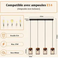 ZMH Hängelampe Holz Schwarz Pendelleuchte esstisch 4 flammig Esstischlampe E14 Hängeleuchte aus Metall Deko für Wohnzimmer Esszimmer Küche Restaurant