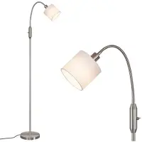 ZMH Stehlampe Wohnzimmer Stehleuchte Stoff 360° Drehbarer Modern mit Fußschalter E14 Standlampe Metall Standleuchte für Schlafzimmer Büro Sliber