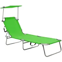 vidaXL Klappliege mit Sonnenschutz Alu Sonnenliege Gartenliege klappbar Relaxliege für Garten Terrasse Balkon Camping 1885 x 575 x 270 mm Grün