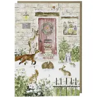 Wrendale Designs WCAL010 Adventkalenderkarte Pappe mit Umschlag Tiere Christmas Cottage 21cm x 15cm