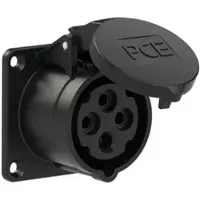 Pce 314-6ttx CEE-Anbausteckdose gerade (70x70mm) 16A 4p 6h IP44/IP54 TT schwarz 3146ttx