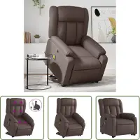 The Living Store Massagesessel mit Aufstehhilfe Braun Kunstleder