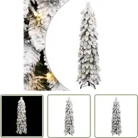 The Living Store Künstlicher Weihnachtsbaum Beleuchtung & Schnee 80 LEDs 150 cm