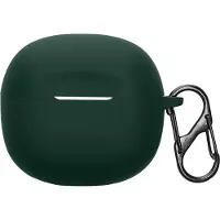 Kwmobile Schutzhülle für Skullcandy Rail In-Ear Wireless Hülle - TPU Silikon Case für Kopfhörer Ladecase - stoßfestes Cover mit Karabiner - Dunkelgrün