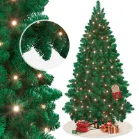 VA-Cerulean Weihnachtsbaum mit warmweißer LED-Beleuchtung – künstlicher Tannenbaum grün 180 cm, 570 Spitzen, 200 LEDs, inkl. Ständer & Netzadapter
